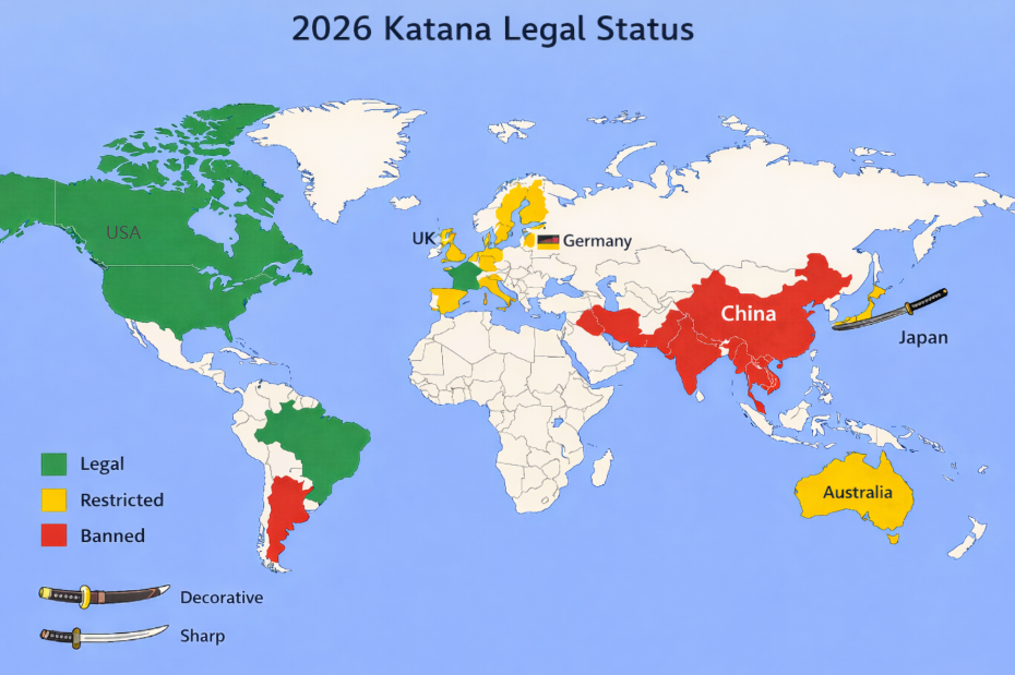 Ist ein Katana im Jahr 2026 legal? Globaler Leitfaden für Besitz und Import