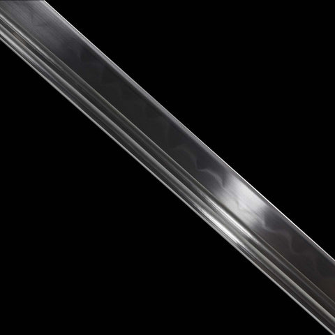 close up of sharp straight blade katana 1045 high carbon steel cutting edge
