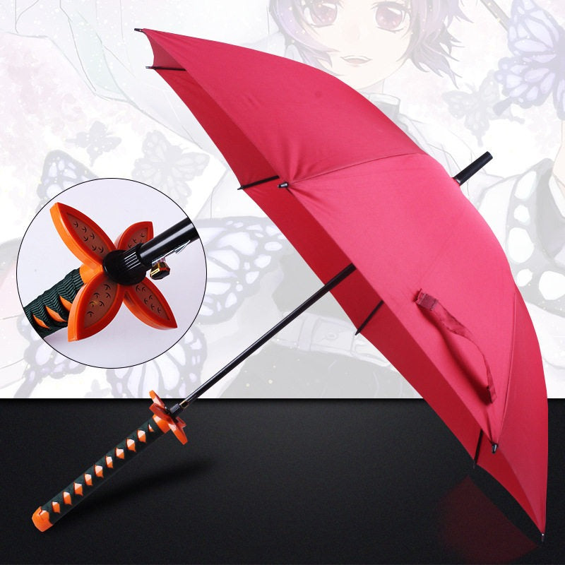 Shinobu Kocho Red 16-Rib Sword Umbrella with Carry Sleeve 