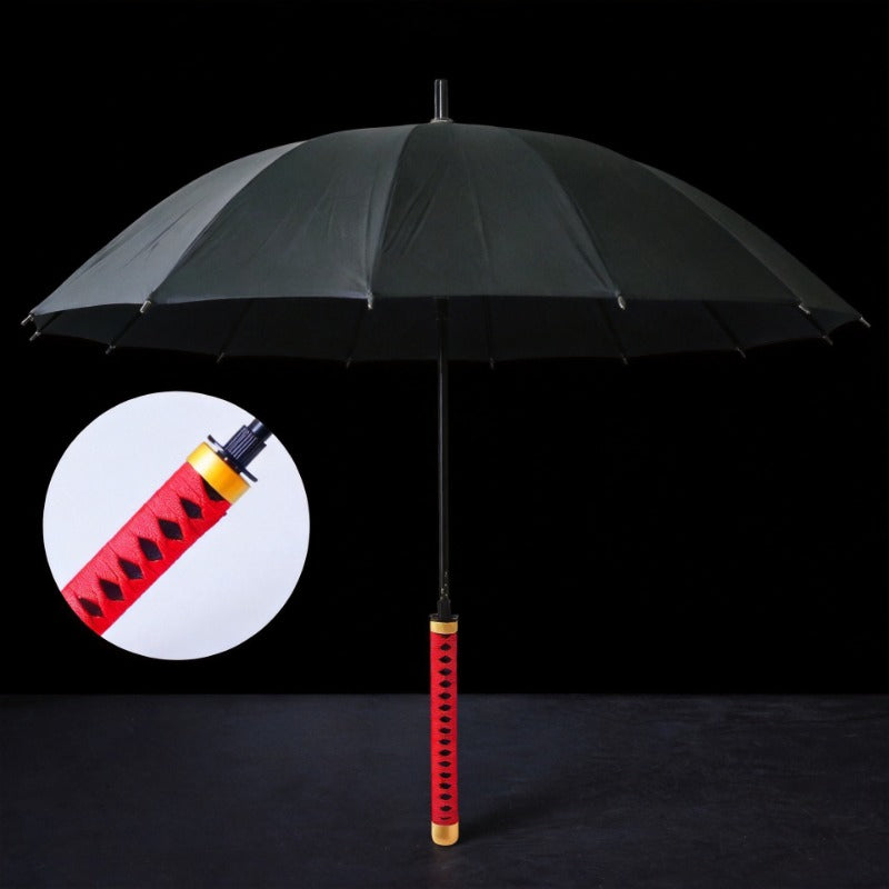 Shura Black 16-Rib Sword Umbrella with Carry Sleeve for Cosplay 