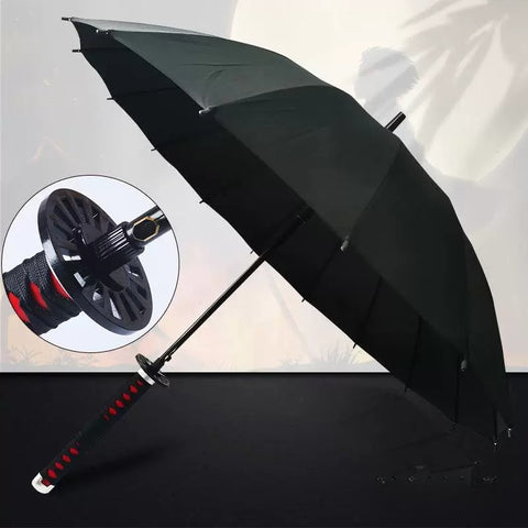 tanjirou black sword umbrella with 16 rib windproof frame strong structure