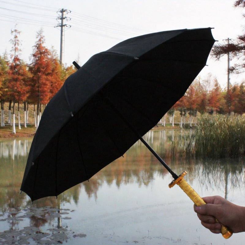 Yoriichi Tsugikuni Black Sword Umbrella 16-Rib Katana Cosplay 