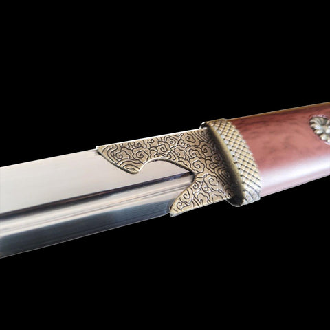 440 stainless steel mirror blade tang heng dao sword polished surface chinese replica sword