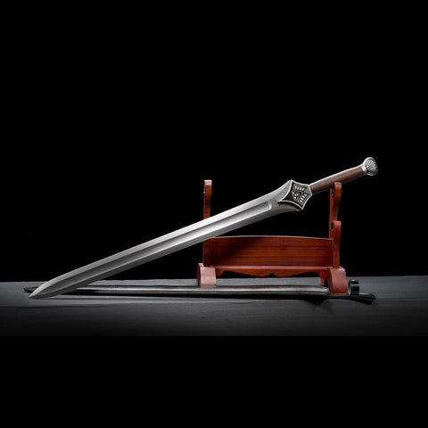 Full length 71 cm blade of Conan the Barbarian Mother’s Sword in Damascus steel