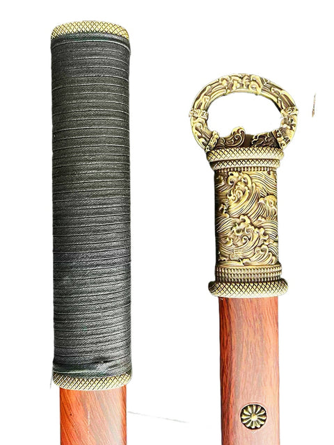 aluminum alloy scabbard wood grain leather tang heng dao sword durable crack resistant sheath