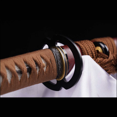 iron tsuba guard detail on Rurouni Kenshin sakabato katana anime sword replica