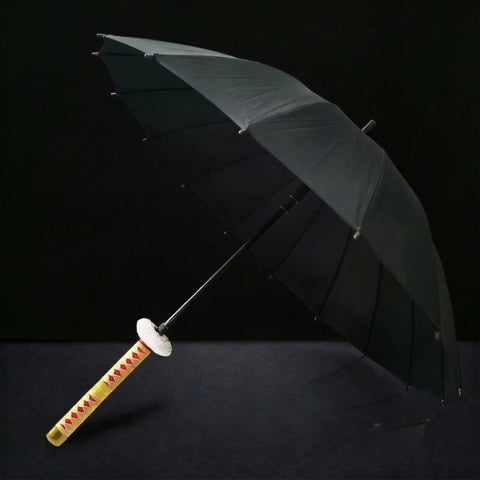 Anime katana cosplay umbrella with red samurai sword style handle