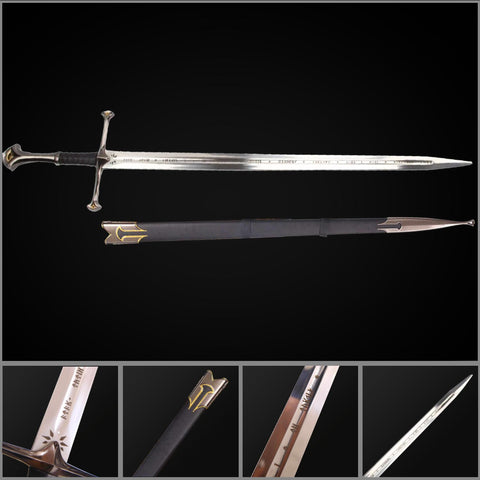 aragorn narsil sword 2.0 full metal lord of the rings replica full view