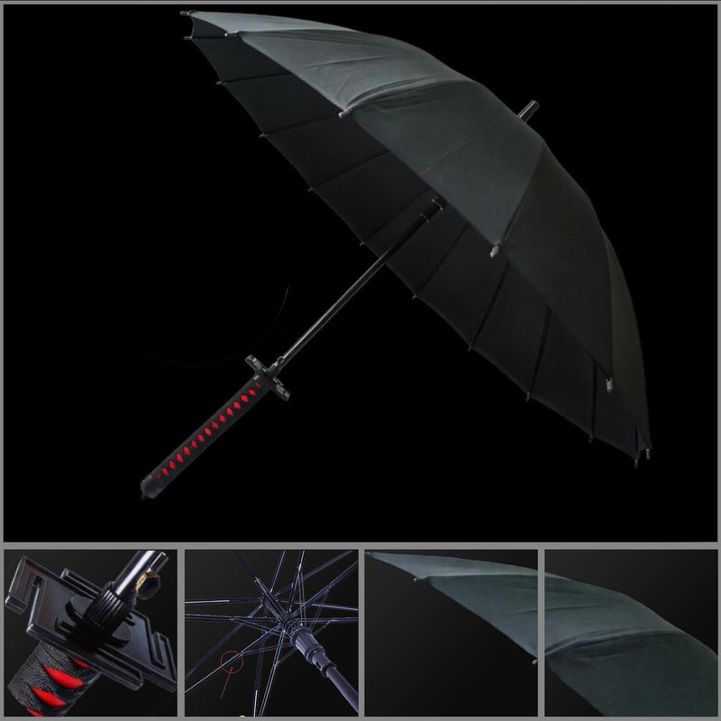 Bankai Black 16 Rib Detachable Sword Umbrella Anime Katana 