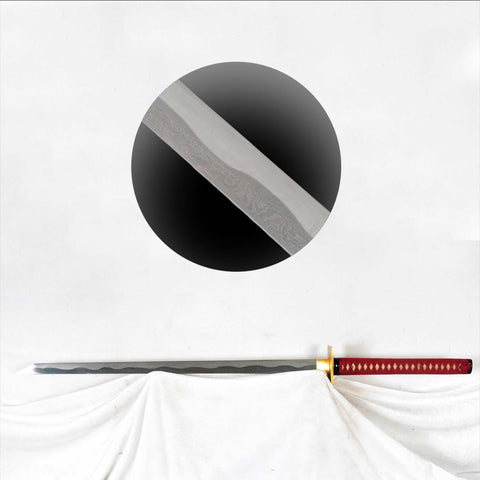 Clay tempered hamon detail on folded steel Kenshi MK katana blade