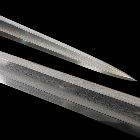 Clay tempered katana blade showing traditional Japanese heat treatment