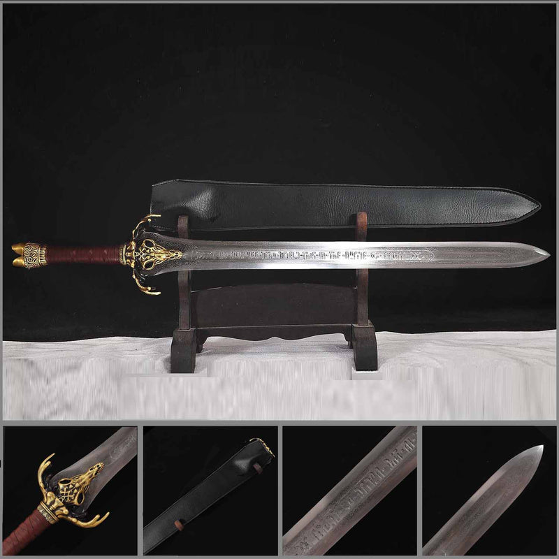 Hand Forged Conan Father's Sword – 1095 Folded Steel Battle Ready Blade 
