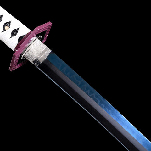 Katana blade detail near habaki on Demon Slayer Nichirin sword