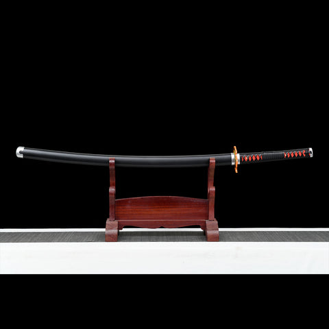 Display scene of Tanjiro Kamado black Nichirin sword collectible