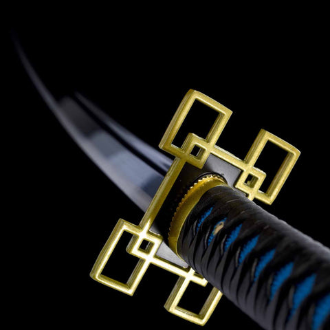 Square hand guard design on Muichiro Tokito Demon Slayer katana