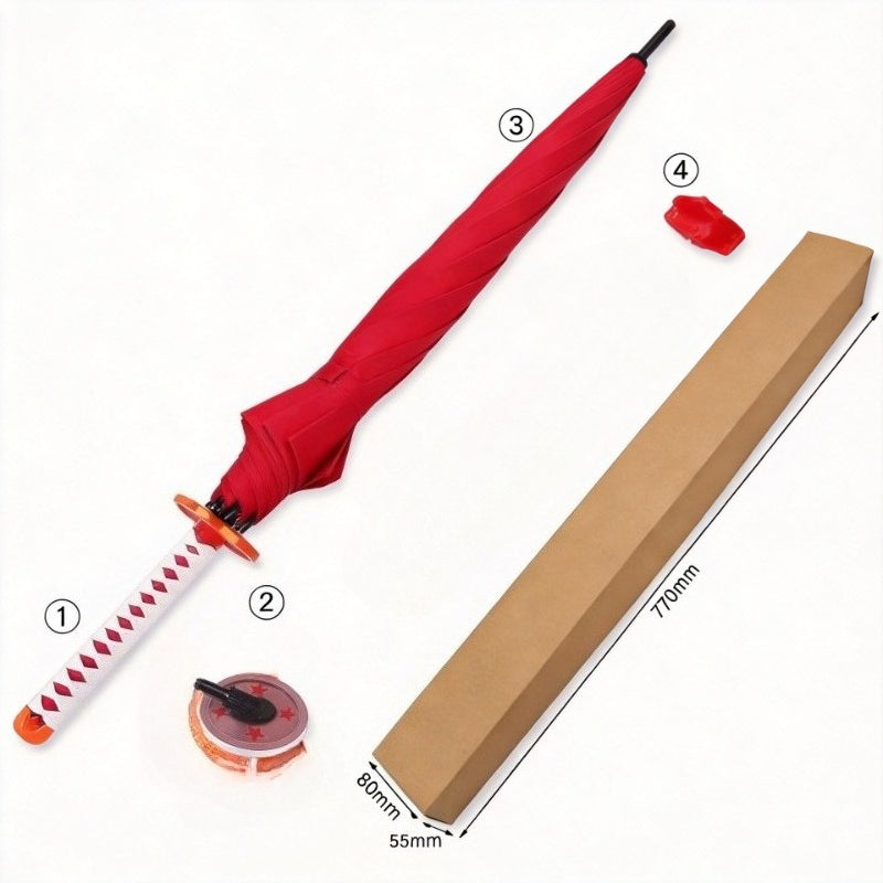 Lihua Luoxiang Red Katana Sword Umbrella 16-Rib Detachable 