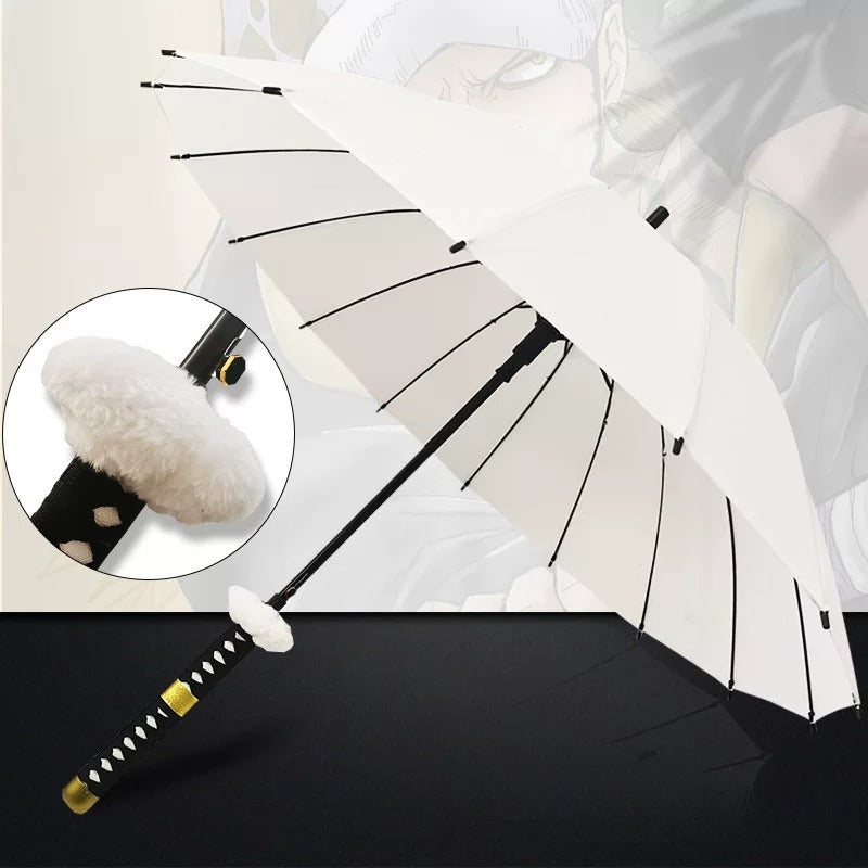 White Handle Luo White 16-Rib Anime Sword Umbrella Cosplay 