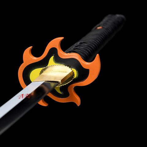 Flame shaped tsuba hand guard on Tanjiro Kamado Demon Slayer katana