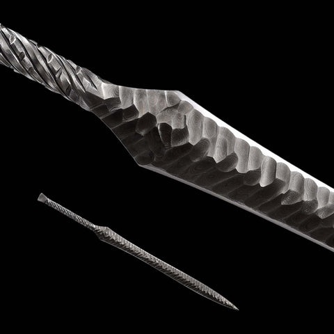 European battle ready spear sword with full tang construction designed for two handed use