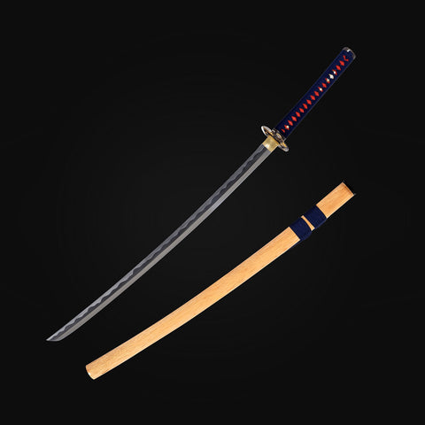 Full tang structure of Rurouni Kenshin sakabato katana showing solid 1095 steel construction