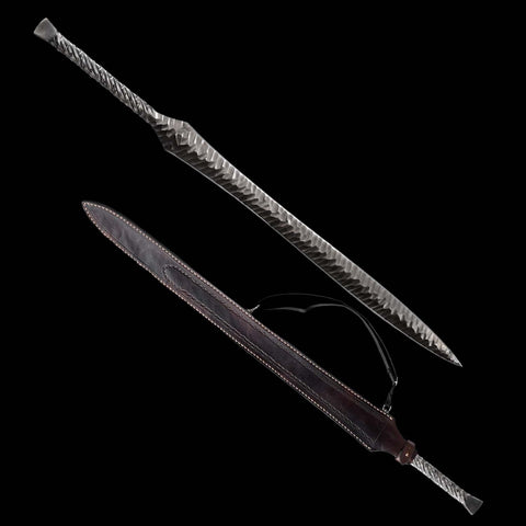 Functional battle ready European spear sword crafted from high quality folded steel