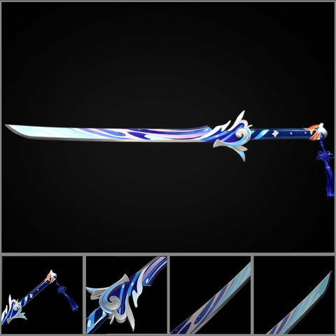 Genshin Impact Freedom-Sworn sword replica front view, full metal cosplay sword