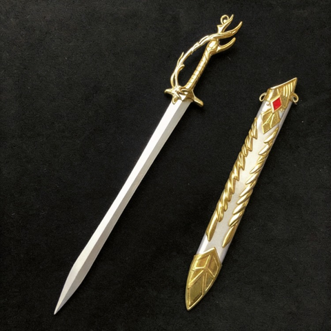 Detailed Genshin Impact mini alloy weapon replica with metal blade for anime collectible display
