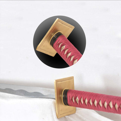 Kenshi samurai sword handle wrapped with genuine rayskin and traditional tsuka design