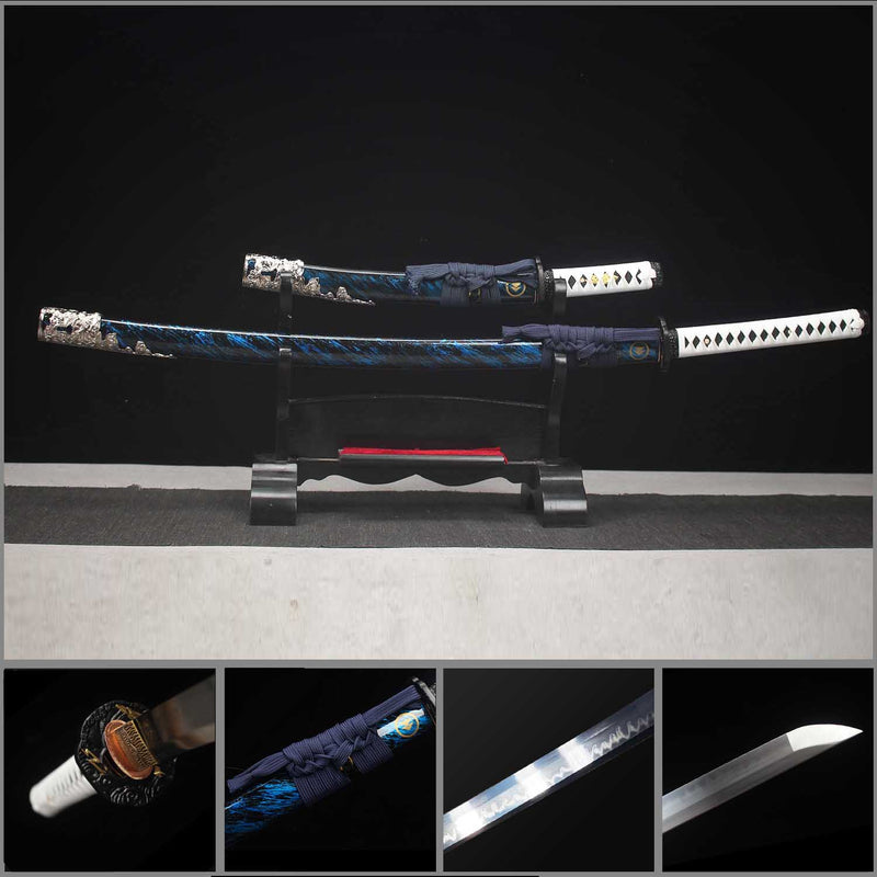 Ghost of Tsushima Katana- und Tanto-Schwertset, handgefertigte T10 Samurai-Replika 