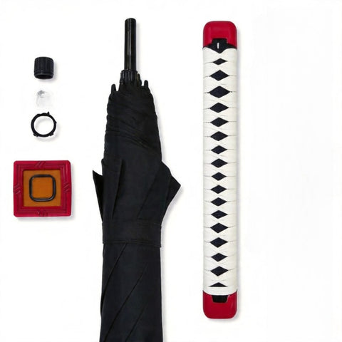 giyu tomioka cosplay umbrella katana detail demon slayer black sword umbrella close up