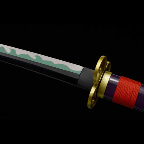 Close-up showing vibrant green blade of Enma Katana