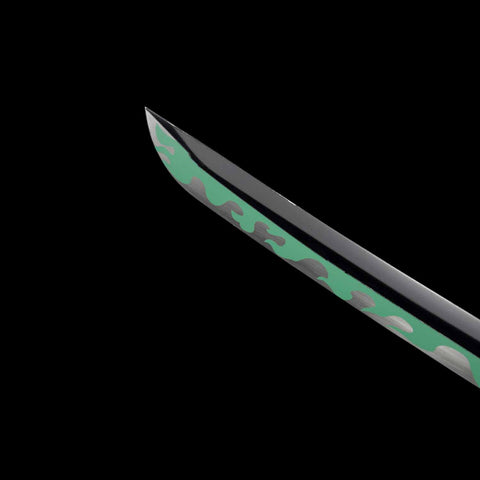 Close-up emphasizing the 1060 carbon steel craftsmanship