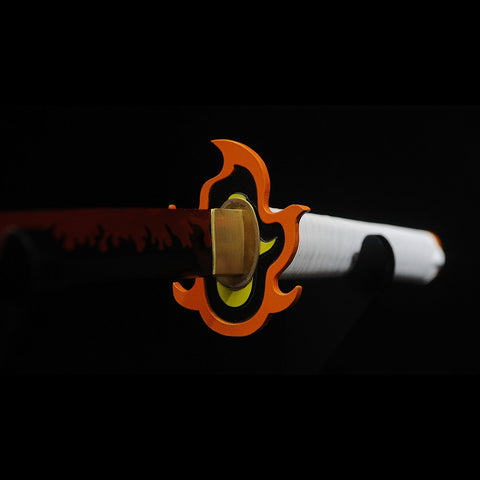 Hand forged craftsmanship details of Rengoku Kyojuro katana