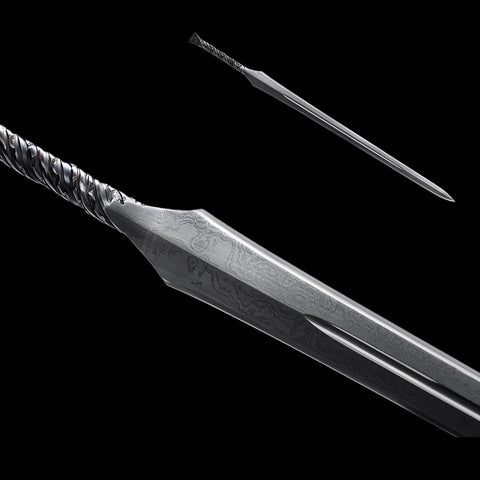 Heavy two handed European battle sword designed for powerful cutting performance