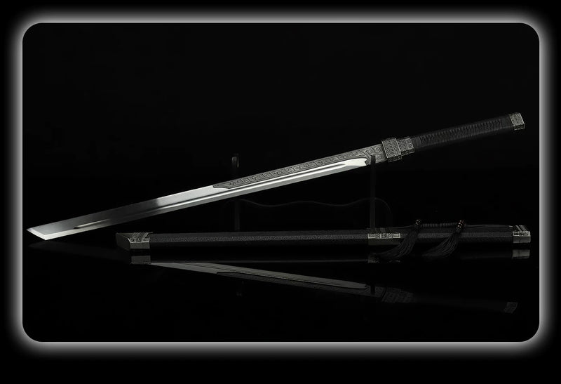 Zhan Shen Tang Heng Silver Layered Star Blade Sword Replica with Stand 
