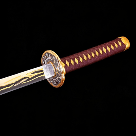 Kaigaku Nichirin sword handle and tsuba detail from Demon Slayer