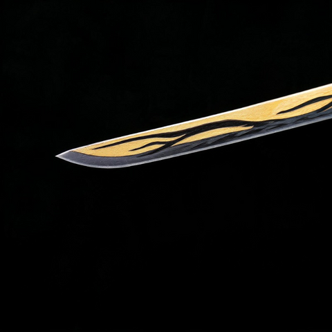 Kaigaku Upper Moon Six sword blade close up with detailed metal finish