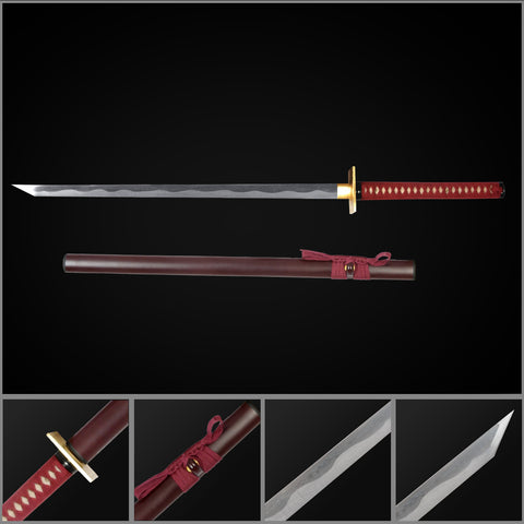 Hand forged Kenshi Takahashi katana from Mortal Kombat X with folded steel clay tempered blade