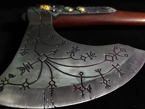 detailed blade texture of Kratos Leviathan Axe high quality replica