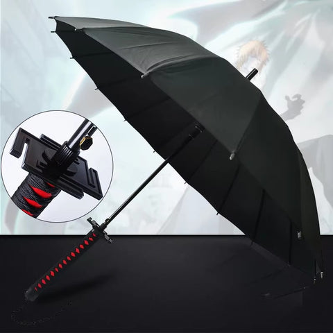 Long handle straight stick katana umbrella with realistic sword appearance