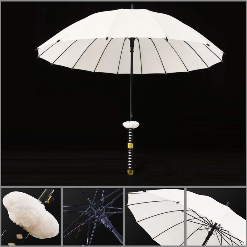 White Handle Luo White 16-Rib Anime Sword Umbrella Cosplay 