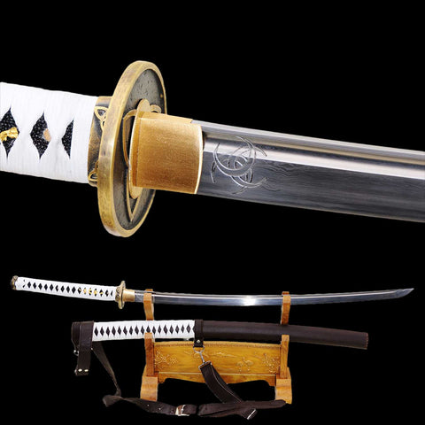 Michonne katana folded steel blade with visible grain pattern