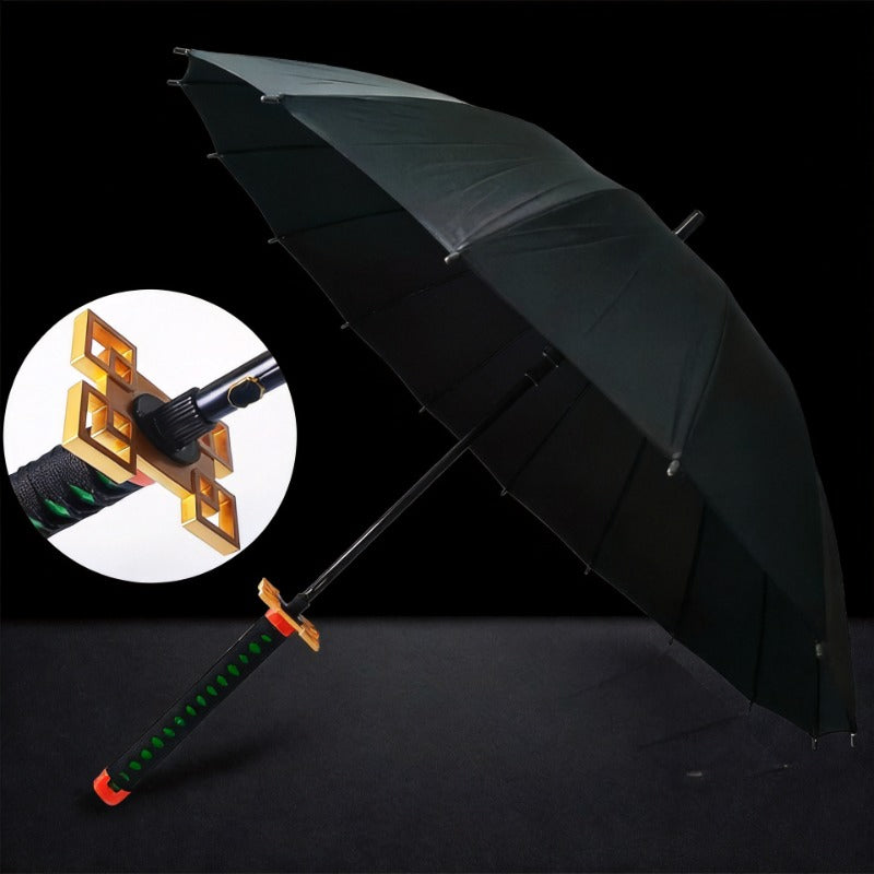 Mist Hashira Muichiro Black Sword Umbrella 16-Rib with Sleeve 