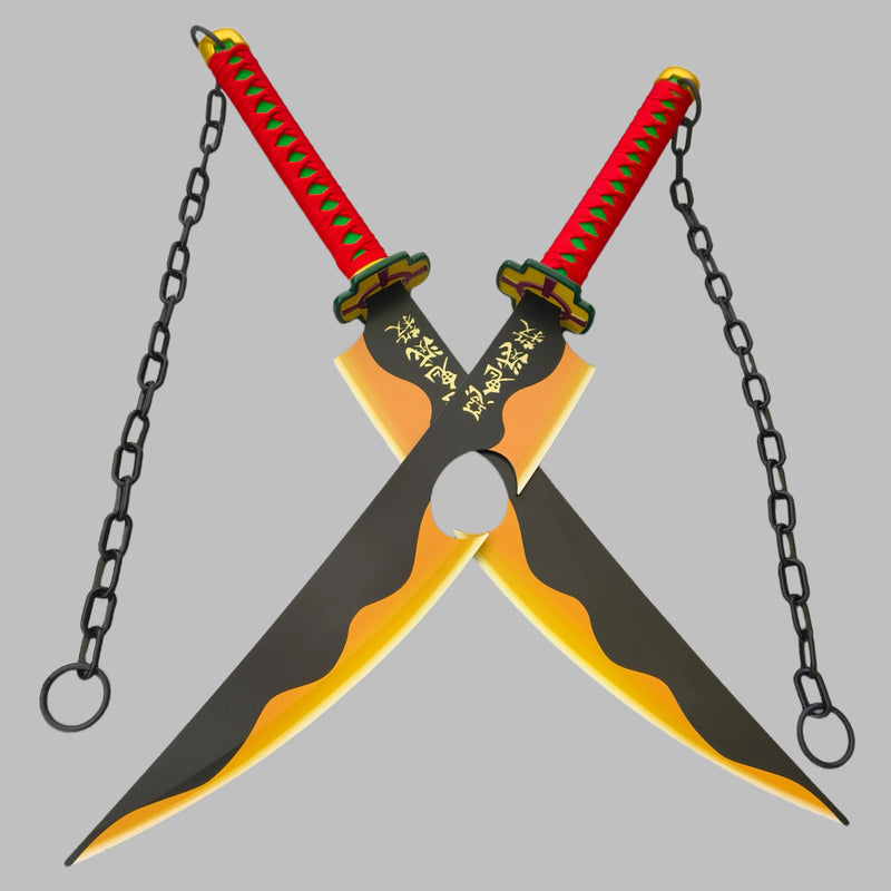 Tengen Uzui Nichirin Dual Blades – Demon Slayer Metall Cosplay Schwert 