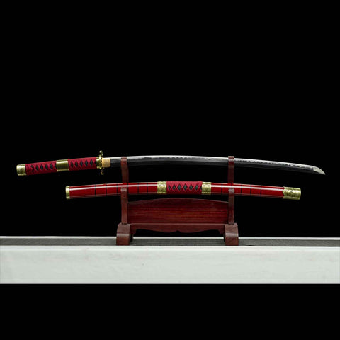 Roronoa Zoro Sandai Kitetsu Katana displayed on stand, collectible