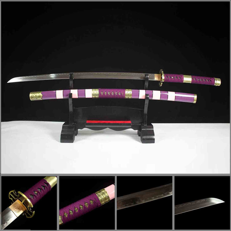 Einteiliges Nidai Kitetsu Katana-Schwert, handgefertigt, Anime-Samurai aus T10-Stahl 