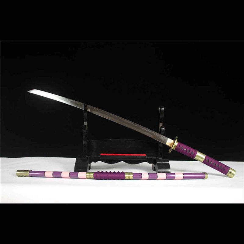 Einteiliges Nidai Kitetsu Katana-Schwert, handgefertigt, Anime-Samurai aus T10-Stahl 