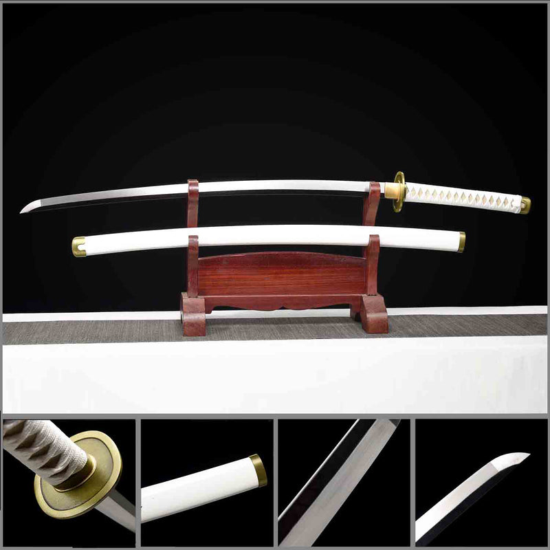 Einteiliges Roronoa Zoro Wado Ichimonji Katana – handgeschmiedeter 1095er Stahl 
