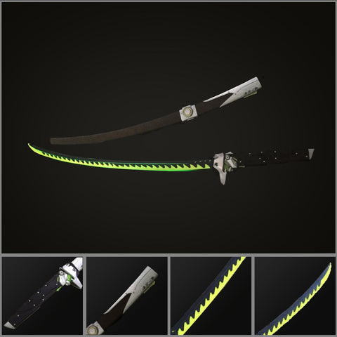 overwatch ryu ichimonji sword 1:1 replica white tiger dragon full metal cosplay weapon full view