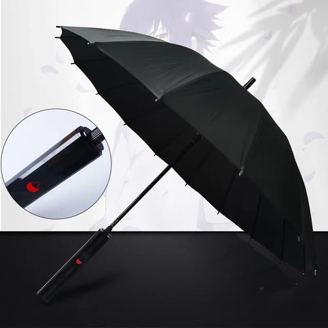 Premium black anime sword umbrella side profile with katana styling